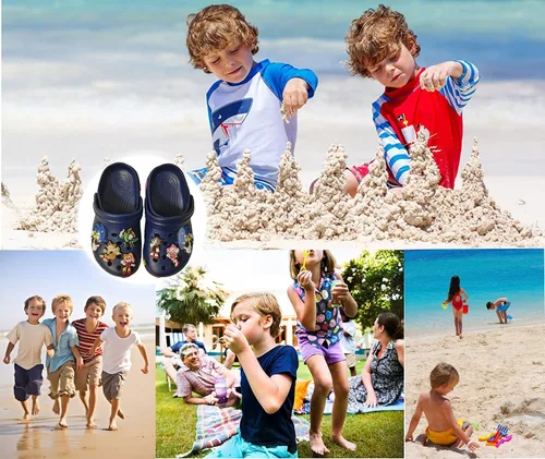 Vista 5 de Zapatos de jardín de dibujos animados de anime para niños pequeños, lindos zuecos sandalias, zapatos de agua para niños y niñas, pantuflas de playa