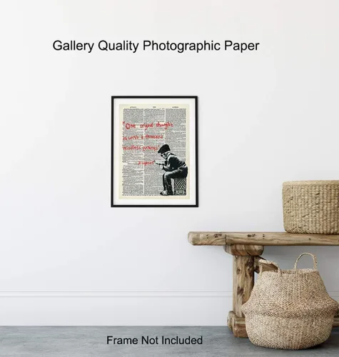 Vista 8 de Banksy - Póster de arte motivacional de diccionario inspirador, arte de pared de graffiti reciclado, decoración elegante para el hogar, dormitorio