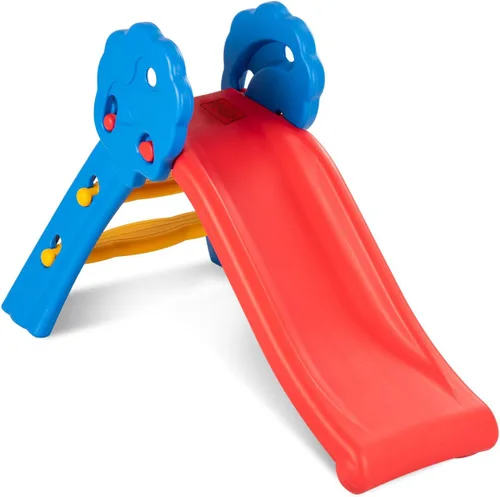 Vista 10 de BABY JOY Tobogán plegable, primer tobogán interior de plástico para escalar, juguete para niños (riel elíptico)