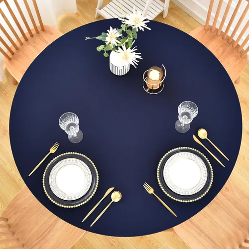 Vista 9 de Mantel ajustable con bordes elásticos para mesas redondas, funda elástica de elastano de 48 pulgadas para mesa en casa, comedor, picnic, fiesta