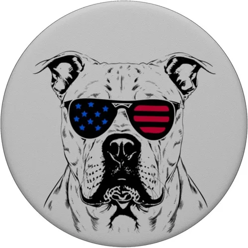 Vista 3 de Dogo Argentino Dog 4th July America USA Flag PopSockets Swappable PopGrip