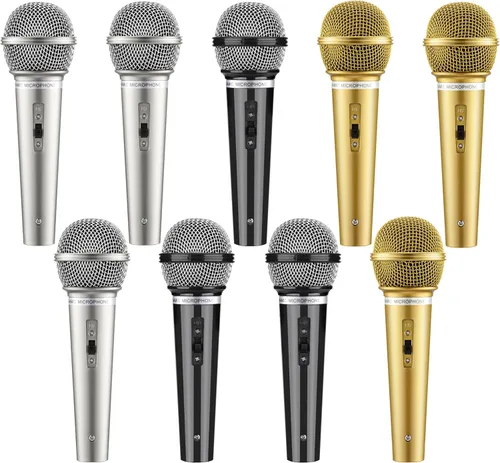 Vista 10 de Facmogu 3 piezas de accesorios de micrófono falso, juego de micrófono de plástico realista, multicolor Fun Pretend Mic Set for Stage, Lightweight