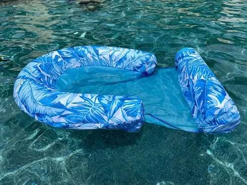 Vista 5 de Paquete de 2 flotadores de piscina para adultos, tumbona flotante de piscina con reposabrazaderas, silla flotante para adultos para piscina, playa