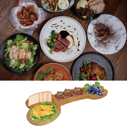Vista 4 de Juego de tablas de queso de bambú, plato de carne y queso, bandeja de bambú para servir, regalos únicos de inauguración de la casa, día del padre