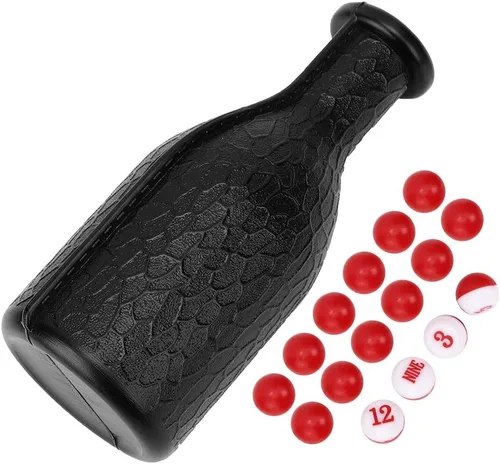 Vista 2 de Botella agitadora de billar con 16 bolas de dados digitales numeradas Tally para billar, accesorios de billar (negro)