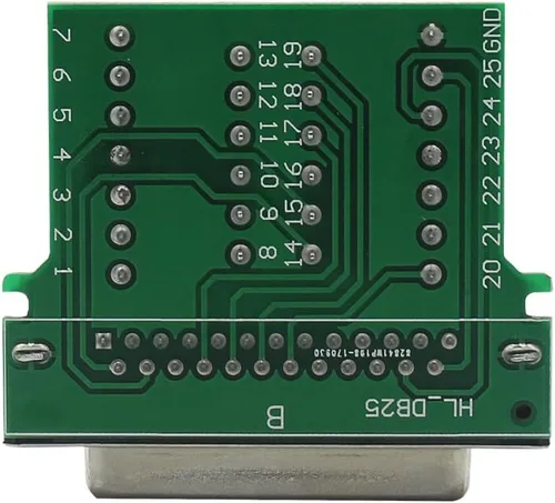 Vista 4 de DB25 Breakout Board Adaptador macho sin soldadura Adaptador de puerto de 25 pines a conector terminal Módulo de señal Tornillos largos y tuercas