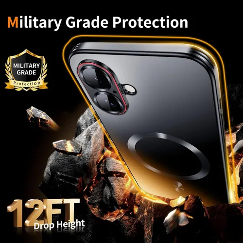 Vista 4 de Funda para iPhone 17, diseño delgado de alta resistencia compatible con MagSafe, fuerte protección magnética a prueba de golpes para pantalla y Negro