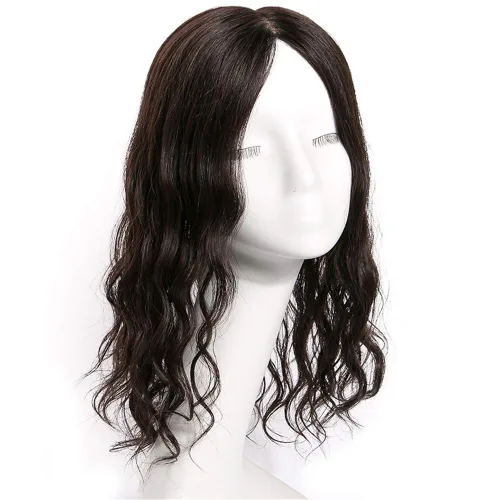 Vista 2 de RemeeHi Toppers de cabello humano con clip en pieza rizada para mujeres con cabello delgado, parte natural, base de seda invisible, 5.5x5.5 in