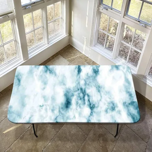 Vista 25 de XISUNYA Mantel de poliéster elástico con diseño de mármol, mantel rectangular de 24 x 36 pulgadas para mesa plegable de 3 pies, mantel ajustable