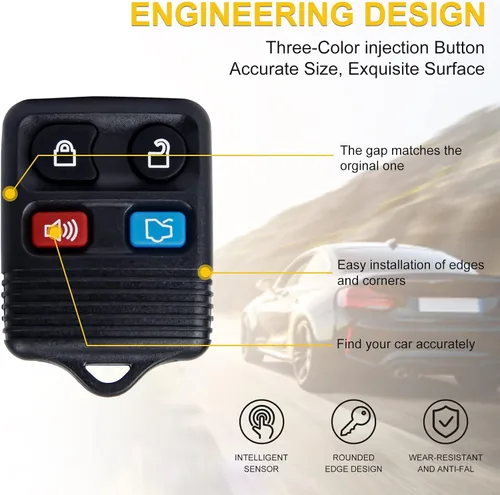 Vista 8 de Recambio de control remoto para entrada sin llave, compatible con Escape, Focus, Fusion, Mustang, Taurus, Explorer, Lincoln, Mercury Llavero