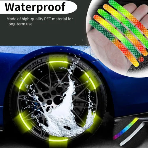 Vista 3 de 100 calcomanías reflectantes para llantas de automóvil, impermeables, reflectantes, para llantas, tiras decorativas de seguridad para automóvil, #2