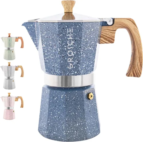 Vista 19 de GROSCHE Milano - Cafetera Moka para estufa, olla de expreso para 3 tazas de café, 5 oz, color negro - Cafetera cubana para estufa, cafetera Moka