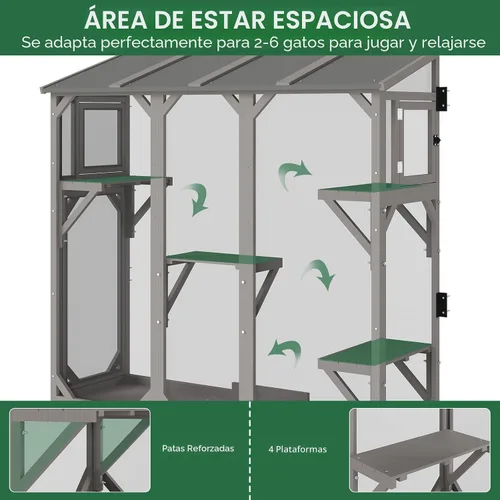 Vista 7 de ketive Cat Catio, Recinto de Caja de Ventana Expandible para Múltiples Gatos de Interior, Cómoda Casa Percha de Madera para Mascotas Pequeñas, Uso