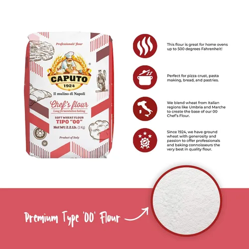 Vista 4 de Antimo Caputo "00" Chefs Harina 1 kg (2.2 libras) bolsas pack de 4
