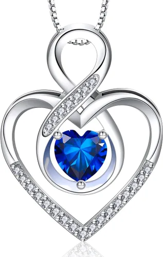 Vista 11 de RIVIKO Collar con símbolo de corazón infinito para mujer, plata de ley 925, dije de corazón de amor, día de la madre, aniversario, cumpleaños