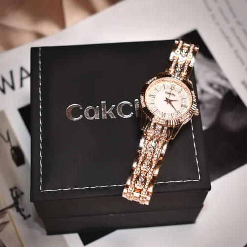 Vista 6 de CakCity Reloj de cuarzo analógico para mujer, con esfera de diamantes, reloj de pulsera casual para mujer