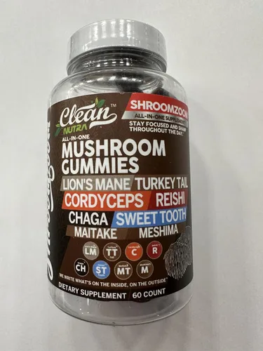 Vista 2 de Gomitas de hongos 15 en 1 con melena de león, cola de pavo Cordyceps Reishi Chaga Sweet Toot Maitake Meshima Poria Cocos Shiitake Tremella, hongos