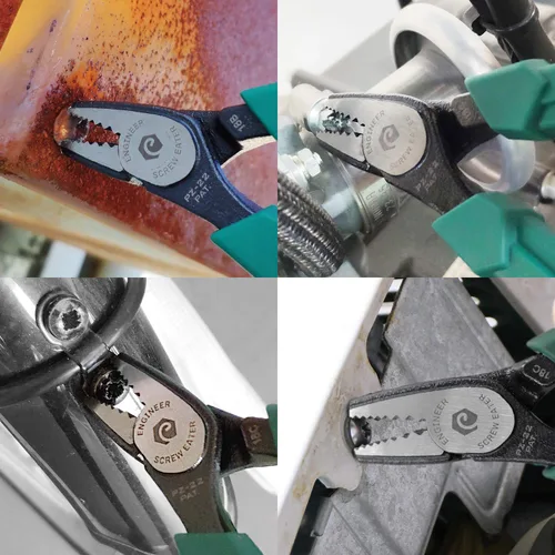 Vista 2 de ENGINEER Alicates extractor de tornillo PZ-22 con dientes dentados de acero al carbono
