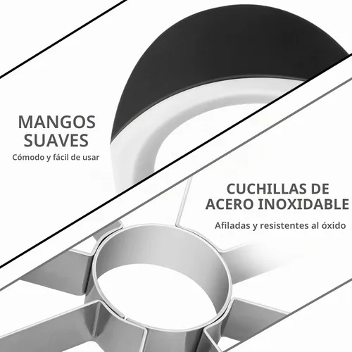 Vista 4 de Asdirne Juego de rebanador y descorazonador de manzana, cortador de manzana y cortador de frutas con cuchillas afiladas de acero inoxidable y asas