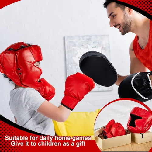 Vista 6 de Kanayu Juego de 12 piezas de equipo de boxeo para niños principiantes de 6 a 18 años, incluye casco de boxeo y guantes, vendas, protectores bucales