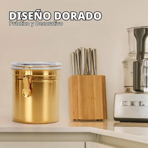 Vista 6 de Recipiente de cocina de acero inoxidable de 52.5 onzas, para granos de café, té, harina, azúcar, almacenamiento de galletas, recipiente de café