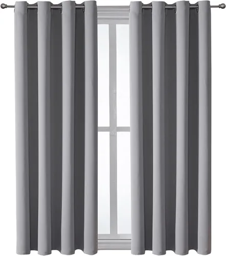Vista 136 de ChrisDowa - Cortinas cortas para ventana de 40 pulgadas para dormitorio - Cortinas cortas con ojales y aislamiento térmico para oscurecer