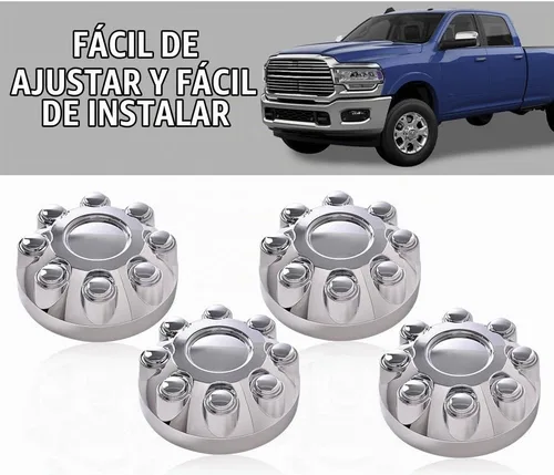 Vista 4 de PIT66 4 tapas de 8 lengüetas, tapa central de rueda de 17 pulgadas, tapas centrales cromadas para Dodge RAM 1500 2006-2008/RAM 2500 2003-2013/RAM