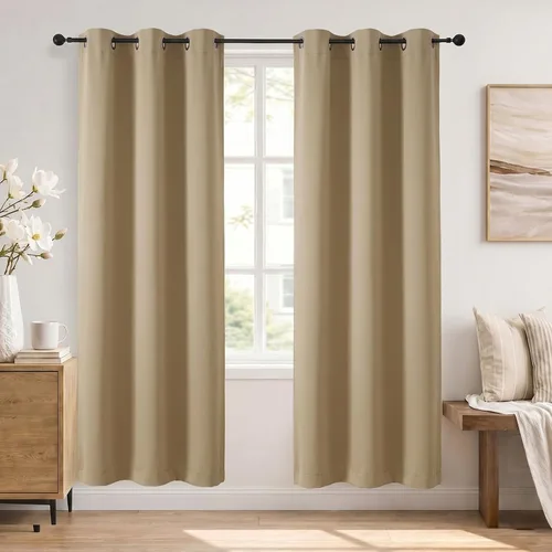 Vista 104 de Simplebrand Cortinas blancas puras de 96 pulgadas de largo para oscurecer la habitación, juego de 2 paneles para dormitorio/sala de estar, bloqueo