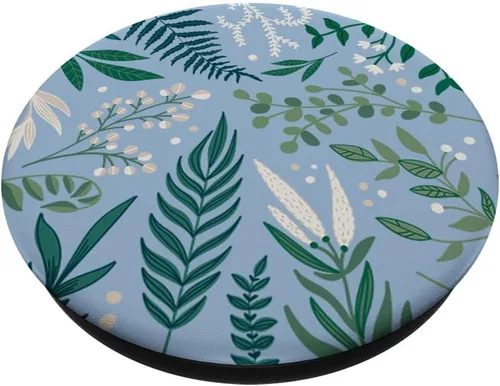 Vista 2 de Follaje de helecho botánico verde y baya blanca con diseño floral PopSockets intercambiables PopGrip