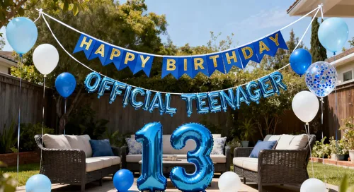 Vista 9 de Decoraciones oficiales de cumpleaños número 13 para adolescentes, globos de papel de aluminio con estrella del número 13, globos de confeti