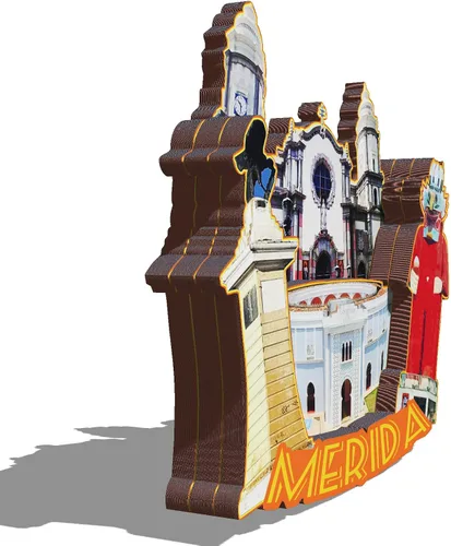 Vista 2 de Imán de madera de Mérida Venezuela 3D para nevera, recuerdos coleccionables, decoración hecha a mano, artesanías 2
