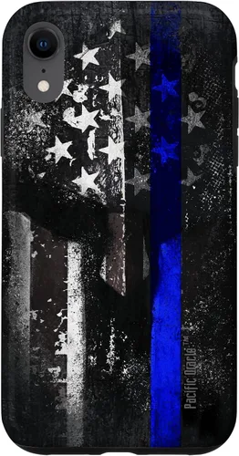 Vista 25 de Trump Police USA Flag Skull Thin Blue Line Support Case for iPhone 17