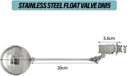 Vista 2 de Stainless Steel Float Ball Valves, Automatic Stainless Steel Float Valve Ball Water Tank Liquid Level Controller(DN15)