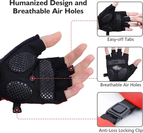 Vista 3 de AKASO Guantes de ciclismo de medio dedo, guantes de bicicleta para hombres y mujeres, guantes de ciclismo para mujeres, guantes de MTB