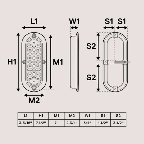 Vista 7 de TRUE MODS - Luz trasera LED ovalada ámbar de 6 pulgadas [DOT FMVSS 108] [SAE I6P] [montaje en superficie] [IP67 resistente al agua]