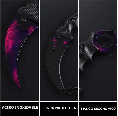 Vista 2 de Cuchillo Karambit sin ofensivo, cuchillo de entrenamiento de práctica de acero inoxidable con funda para principiantes, herramienta de entrenamiento