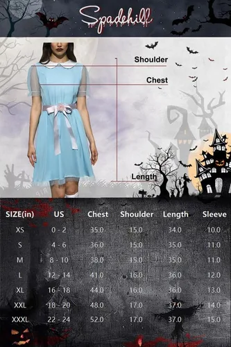 Vista 6 de Spadehill Disfraz de Lolita de manga abombada azul de Halloween para mujer