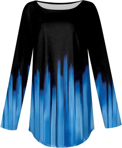 Vista 3 de Sudaderas de manga larga para mujer, con cuello redondo, para ocultar el vientre, camisetas ligeras