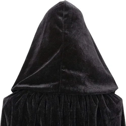Vista 4 de MiiDD Hooded Cloak Unisex Full Long Velvet Cape Witch Cloak with Hood Raven Cosplay Men Women for Halloween Costumes