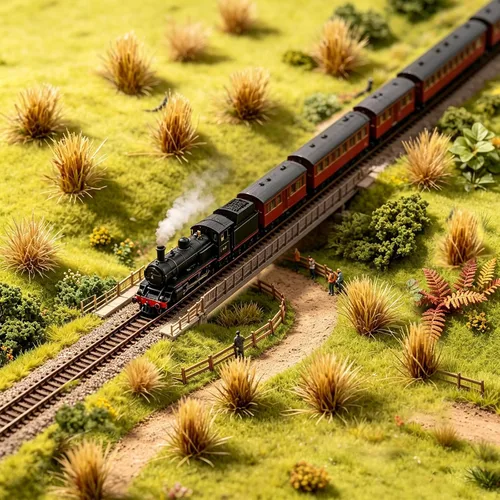 Vista 6 de Juego de 208 piezas de césped estático modelo de césped artificial ferroviario, césped artificial en miniatura, kit de terreno para bricolaje