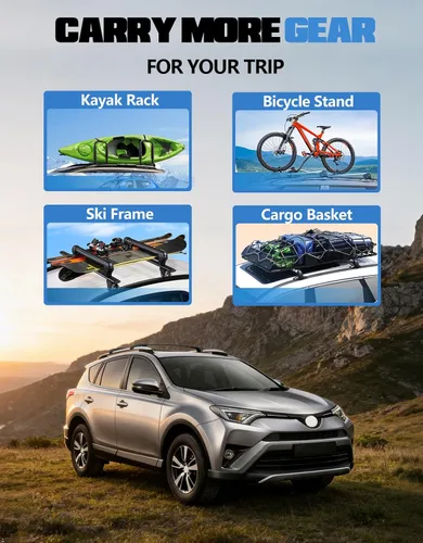 Vista 5 de FengYu Barras Transversales de Techo Compatibles con Toyota RAV4 2013-2018 con Rieles Laterales, Barras Transversales de Aluminio, Portaequipajes