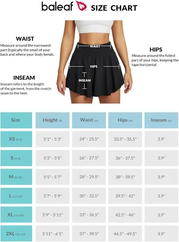 Vista 7 de BALEAF Pantalones cortos deportivos de cintura alta para mujer, falda de entrenamiento con volantes, pantalones cortos para correr, bolsillos
