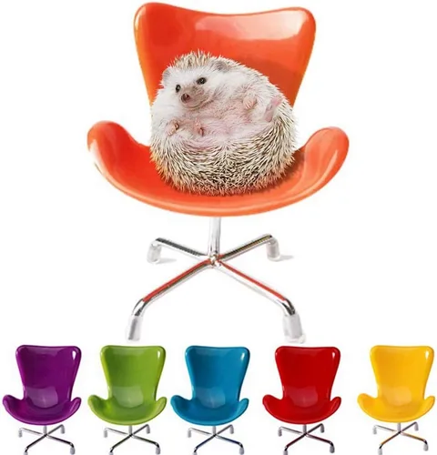 Vista 10 de Silla de erizo mini asiento giratorio de plástico, juguetes para animales pequeños, decoración de hábitat, accesorios de jaula, suministros