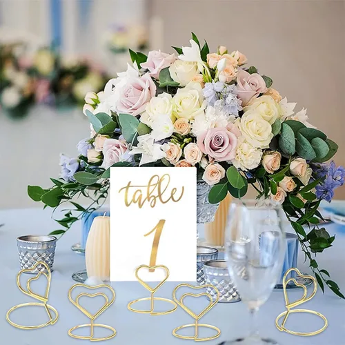Vista 5 de ELANE 20 soportes para tarjetas de lugar para bodas, soportes para números de mesa de boda, tarjeteros para mesa, tarjetero de mesa (corazón)