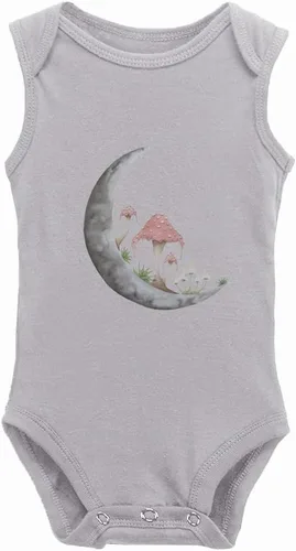 Vista 8 de Mushroom Moon - Body de manga larga para bebé recién nacido de 0 a 24 meses, color blanco Negro-1