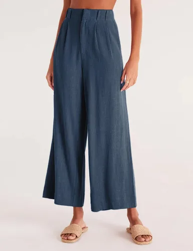 Vista 5 de TIQOJE Pantalones de vestir para mujer, de cintura alta, pierna ancha, holgados, de lino, estilo casual, estilo palazzo, para oficina
