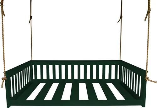 Vista 6 de Amish-Made - Cama de columpio de madera negra con cuerdas Pintura negra