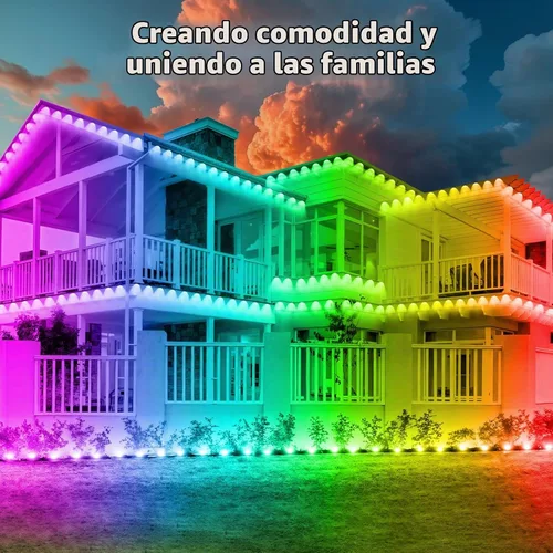 Vista 7 de SINLEY Luces RGB Permanentes para Exteriores de 200 Pies, Luces LED Inteligentes Impermeables para Aleros con Aplicación/Control Remoto