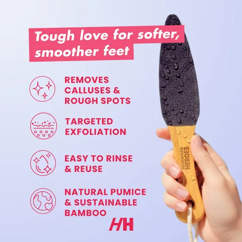 Vista 2 de Handmade Heroes Exfoliante de pies – Piel profunda más suave para zonas secas y ásperas y talones agrietados – Exfoliante natural para una piel