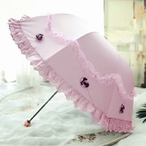 Vista 21 de Honeystore Paraguas plegable a prueba de rayos ultravioleta Princess Lace Parasol con cúpula anti-UV